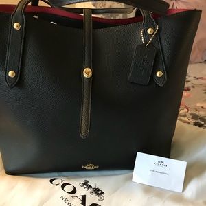 Coach Black Leather Market Tote